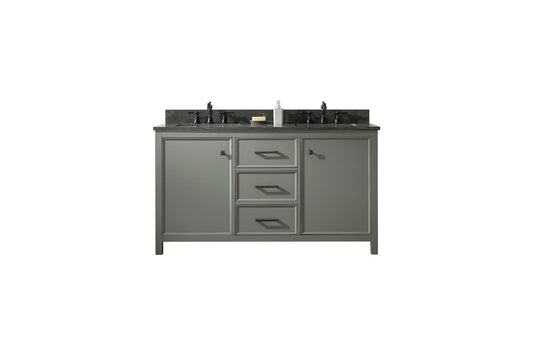 Legion Furniture WLF2160D-PG Legion Furniture WLF2160D-PG 60" Pewter Green Finish Double-Sink Vanity Cabinet with Blue Limestone Top