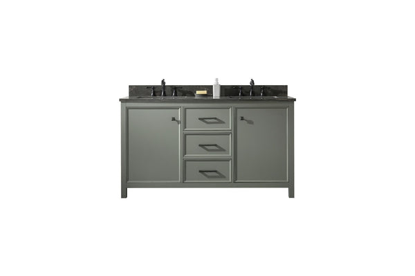 Legion Furniture WLF2160D-PG Legion Furniture WLF2160D-PG 60 Pewter Green Finish Double-Sink Vanity Cabinet with Blue Limestone Top