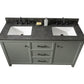 Legion Furniture WLF2160D-PG Legion Furniture WLF2160D-PG 60" Pewter Green Finish Double-Sink Vanity Cabinet with Blue Limestone Top