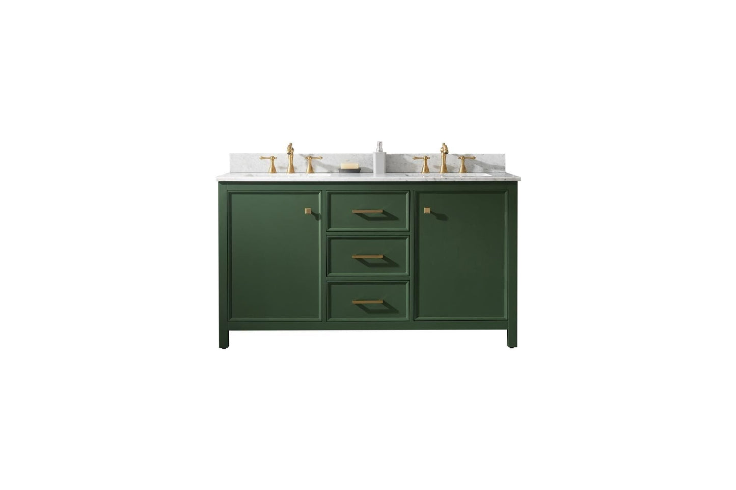 Legion Furniture WLF2160D-VG Legion Furniture WLF2160D-VG 60" Vogue Green Finish Double-Sink Vanity Cabinet with Carrara White Top