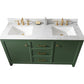 Legion Furniture WLF2160D-VG Legion Furniture WLF2160D-VG 60" Vogue Green Finish Double-Sink Vanity Cabinet with Carrara White Top