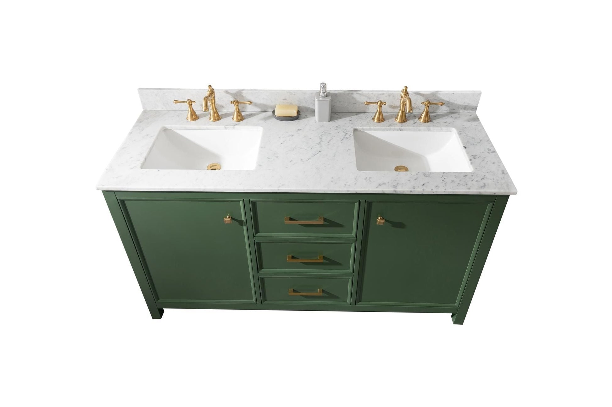 Legion Furniture WLF2160D-VG Legion Furniture WLF2160D-VG 60" Vogue Green Finish Double-Sink Vanity Cabinet with Carrara White Top