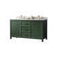 Legion Furniture WLF2160D-VG Legion Furniture WLF2160D-VG 60" Vogue Green Finish Double-Sink Vanity Cabinet with Carrara White Top