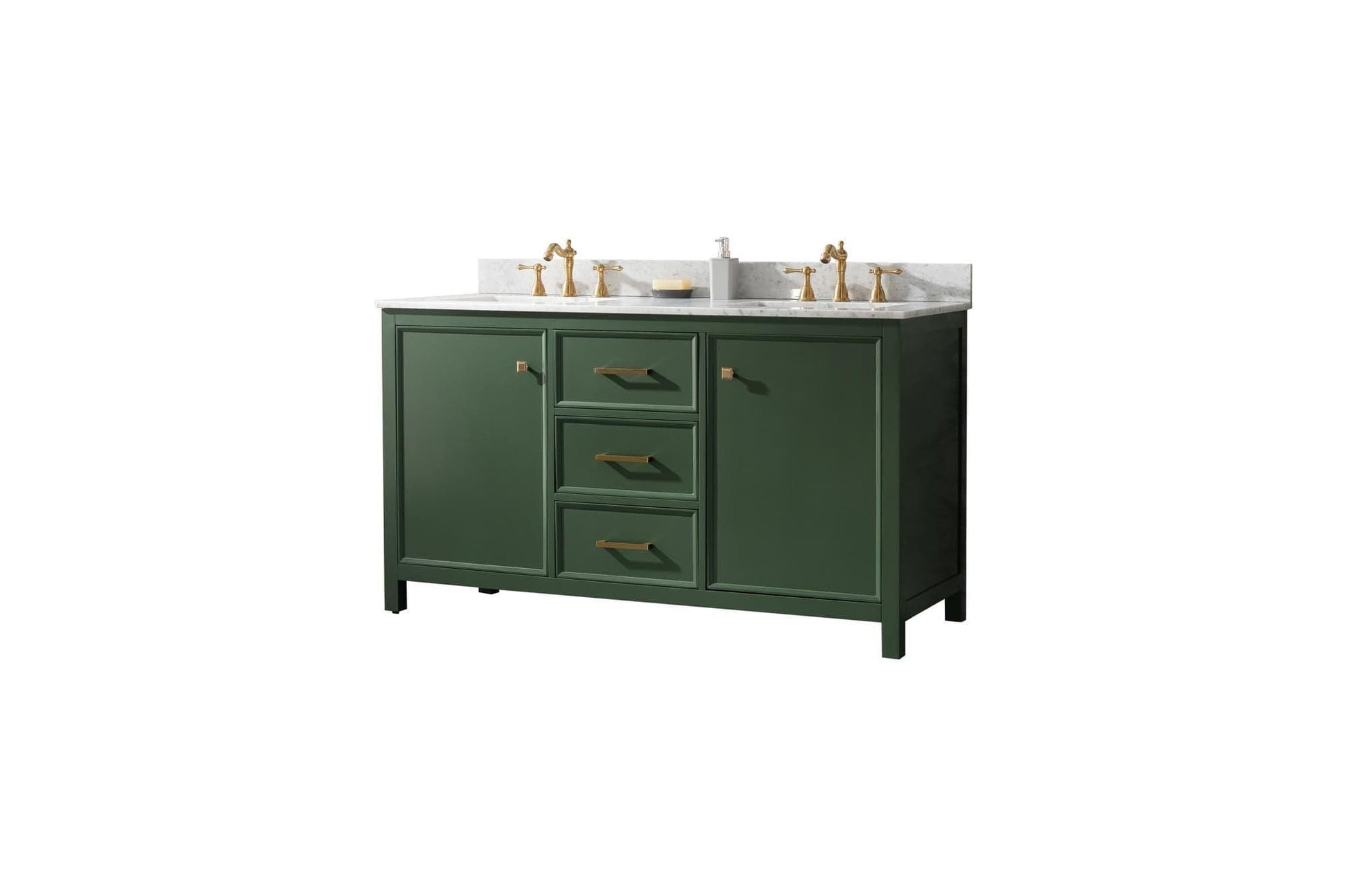 Legion Furniture WLF2160D-VG Legion Furniture WLF2160D-VG 60" Vogue Green Finish Double-Sink Vanity Cabinet with Carrara White Top