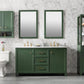 Legion Furniture WLF2160D-VG Legion Furniture WLF2160D-VG 60" Vogue Green Finish Double-Sink Vanity Cabinet with Carrara White Top