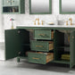 Legion Furniture WLF2160D-VG Legion Furniture WLF2160D-VG 60" Vogue Green Finish Double-Sink Vanity Cabinet with Carrara White Top