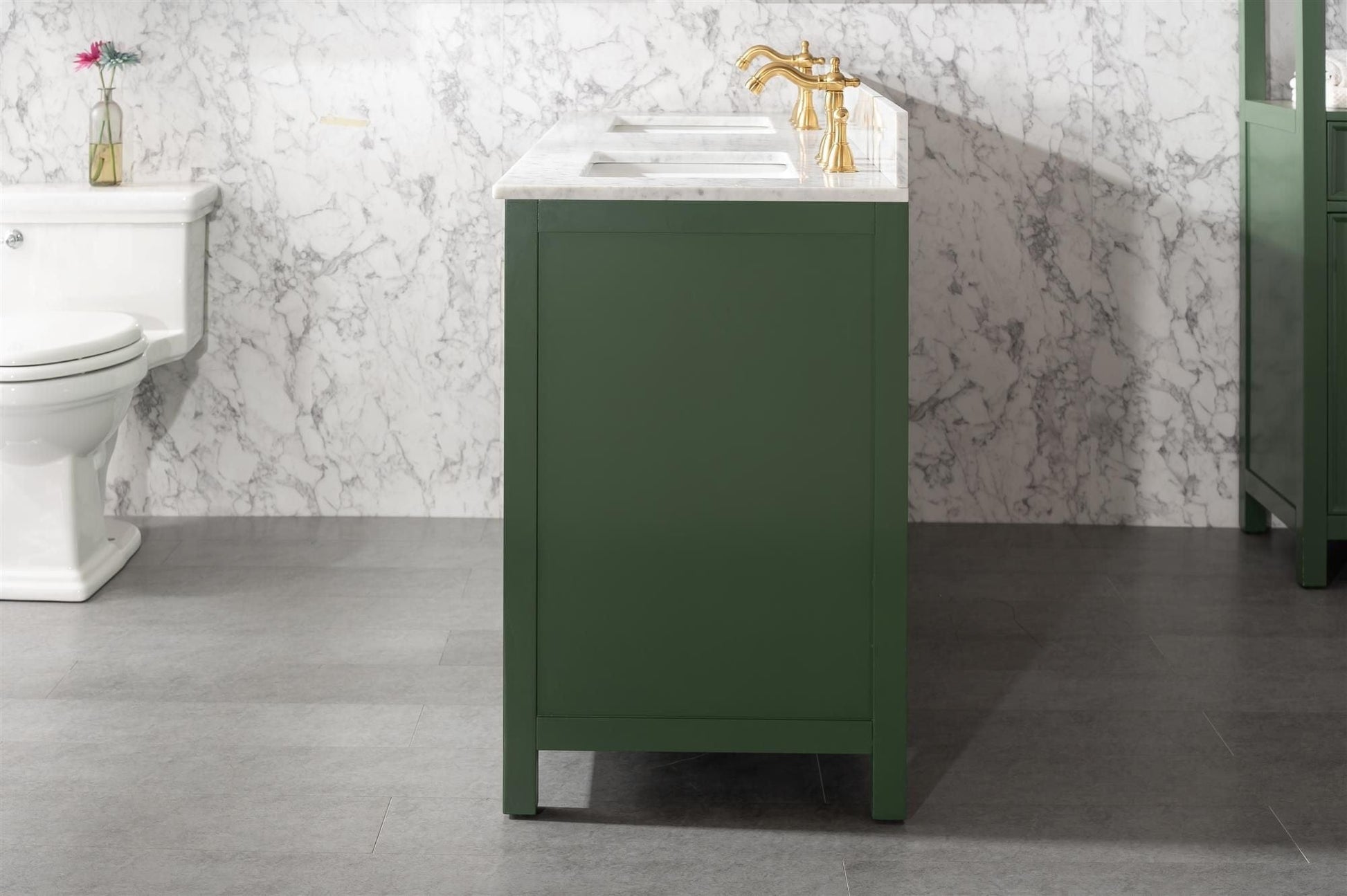 Legion Furniture WLF2160D-VG Legion Furniture WLF2160D-VG 60" Vogue Green Finish Double-Sink Vanity Cabinet with Carrara White Top