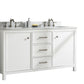 Legion Furniture WLF2160D-W Legion Furniture WLF2160D-W 60" White Finish Double-Sink Vanity Cabinet with Carrara White Top