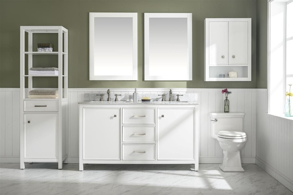 Legion Furniture WLF2160D-W Legion Furniture WLF2160D-W 60" White Finish Double-Sink Vanity Cabinet with Carrara White Top