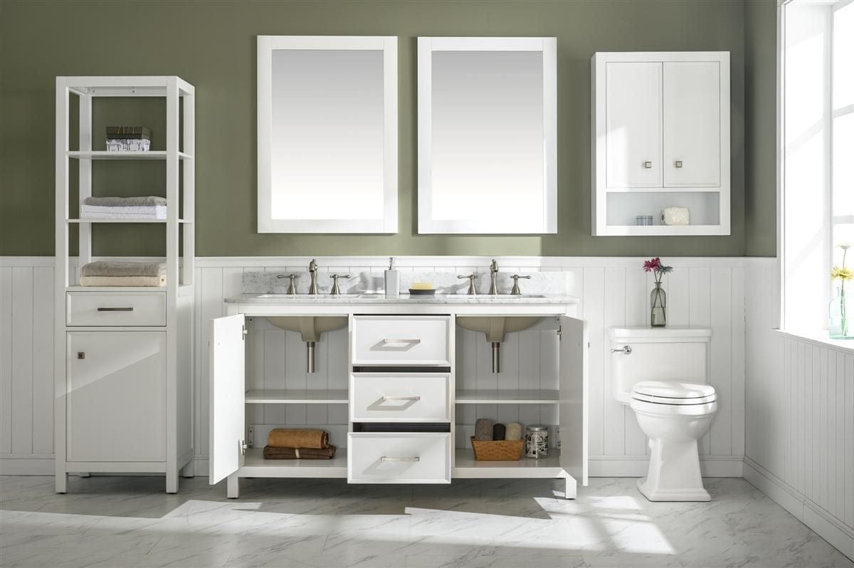 Legion Furniture WLF2160D-W Legion Furniture WLF2160D-W 60" White Finish Double-Sink Vanity Cabinet with Carrara White Top