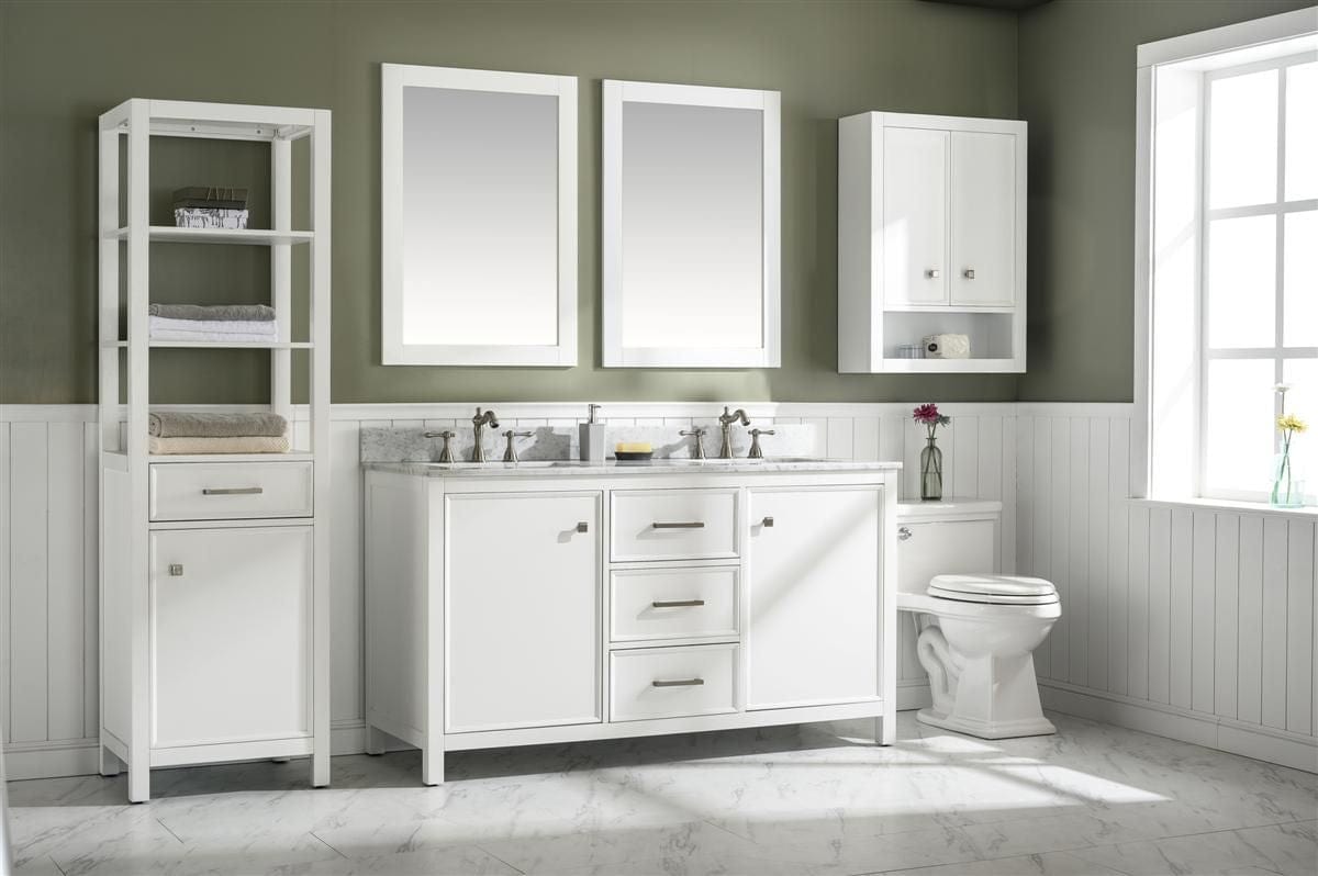 Legion Furniture WLF2160D-W Legion Furniture WLF2160D-W 60" White Finish Double-Sink Vanity Cabinet with Carrara White Top