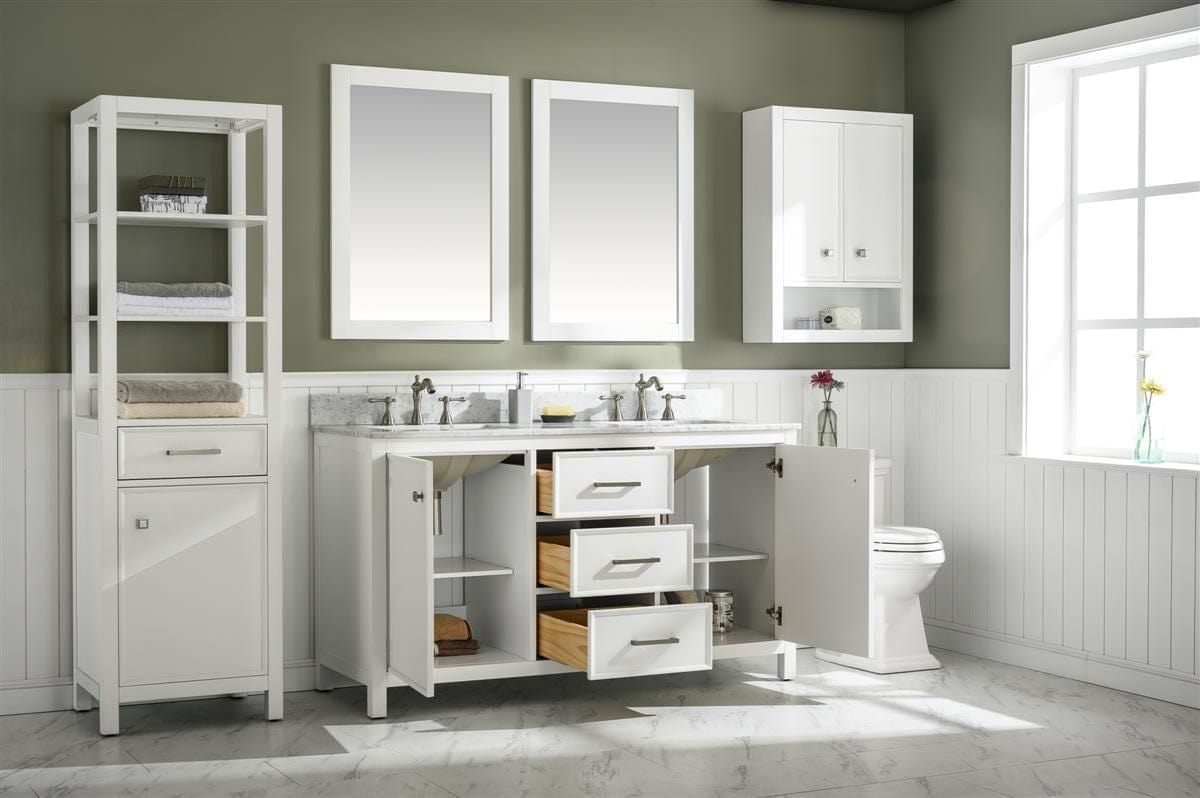 Legion Furniture WLF2160D-W Legion Furniture WLF2160D-W 60" White Finish Double-Sink Vanity Cabinet with Carrara White Top