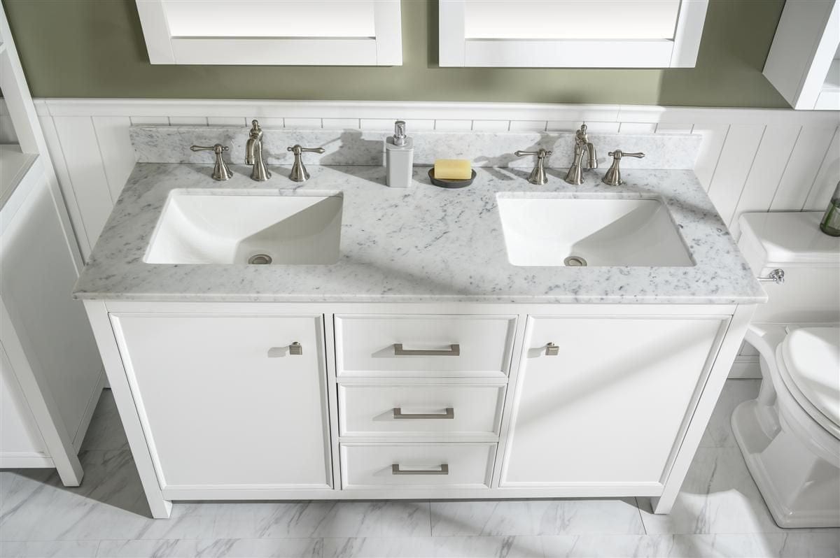 Legion Furniture WLF2160D-W Legion Furniture WLF2160D-W 60" White Finish Double-Sink Vanity Cabinet with Carrara White Top