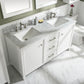 Legion Furniture WLF2160D-W Legion Furniture WLF2160D-W 60" White Finish Double-Sink Vanity Cabinet with Carrara White Top