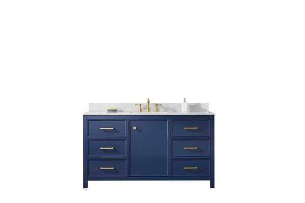 Legion Furniture WLF2160S-B Legion Furniture WLF2160S-B 60 Blue Finish Single-Sink Vanity Cabinet with Carrara White Top