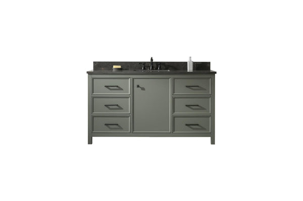 Legion Furniture WLF2160S-PG Legion Furniture WLF2160S-PG 60 Pewter Green Finish Single-Sink Vanity Cabinet with Blue Limestone Top