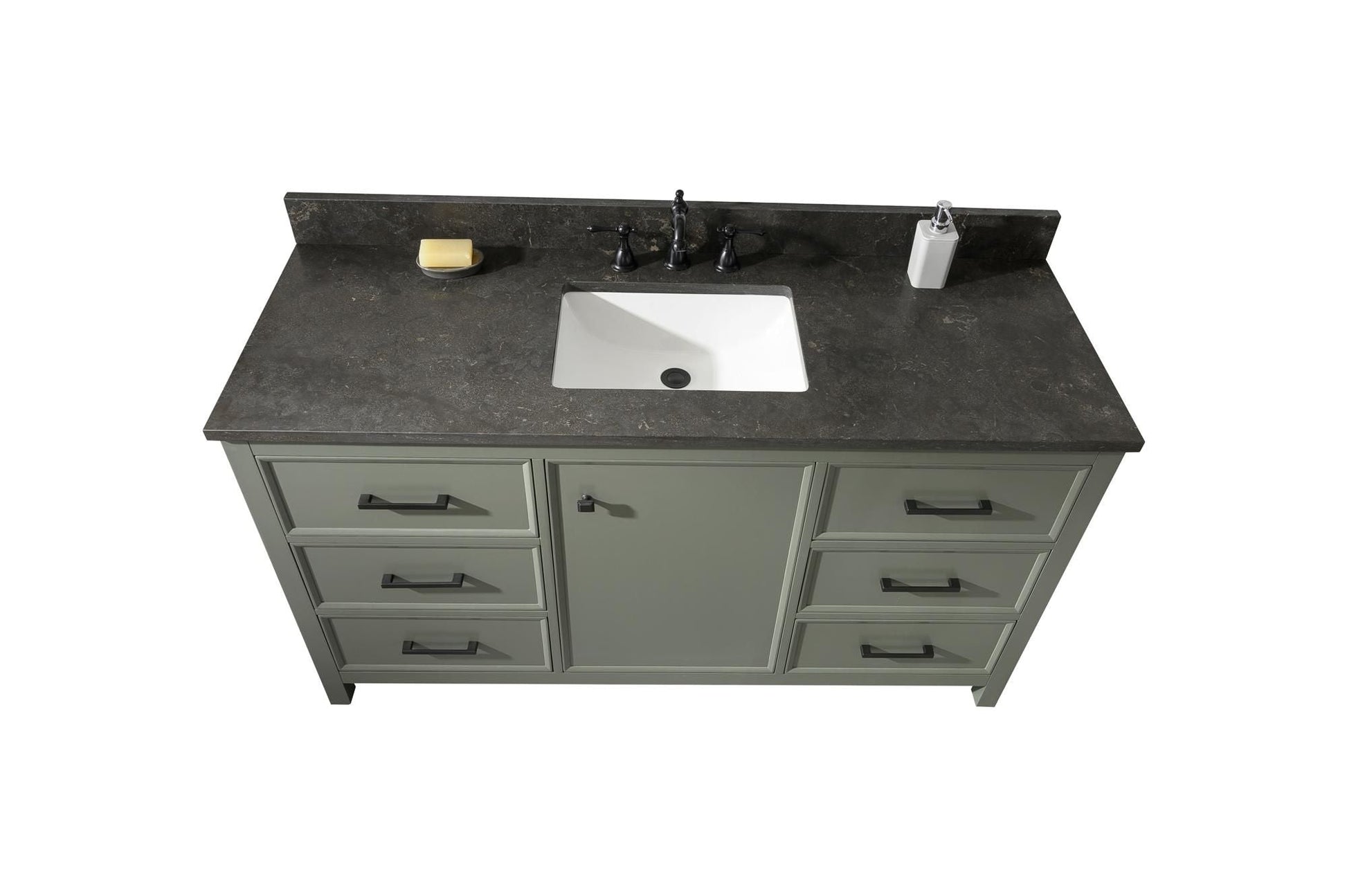 Legion Furniture WLF2160S-PG Legion Furniture WLF2160S-PG 60" Pewter Green Finish Single-Sink Vanity Cabinet with Blue Limestone Top