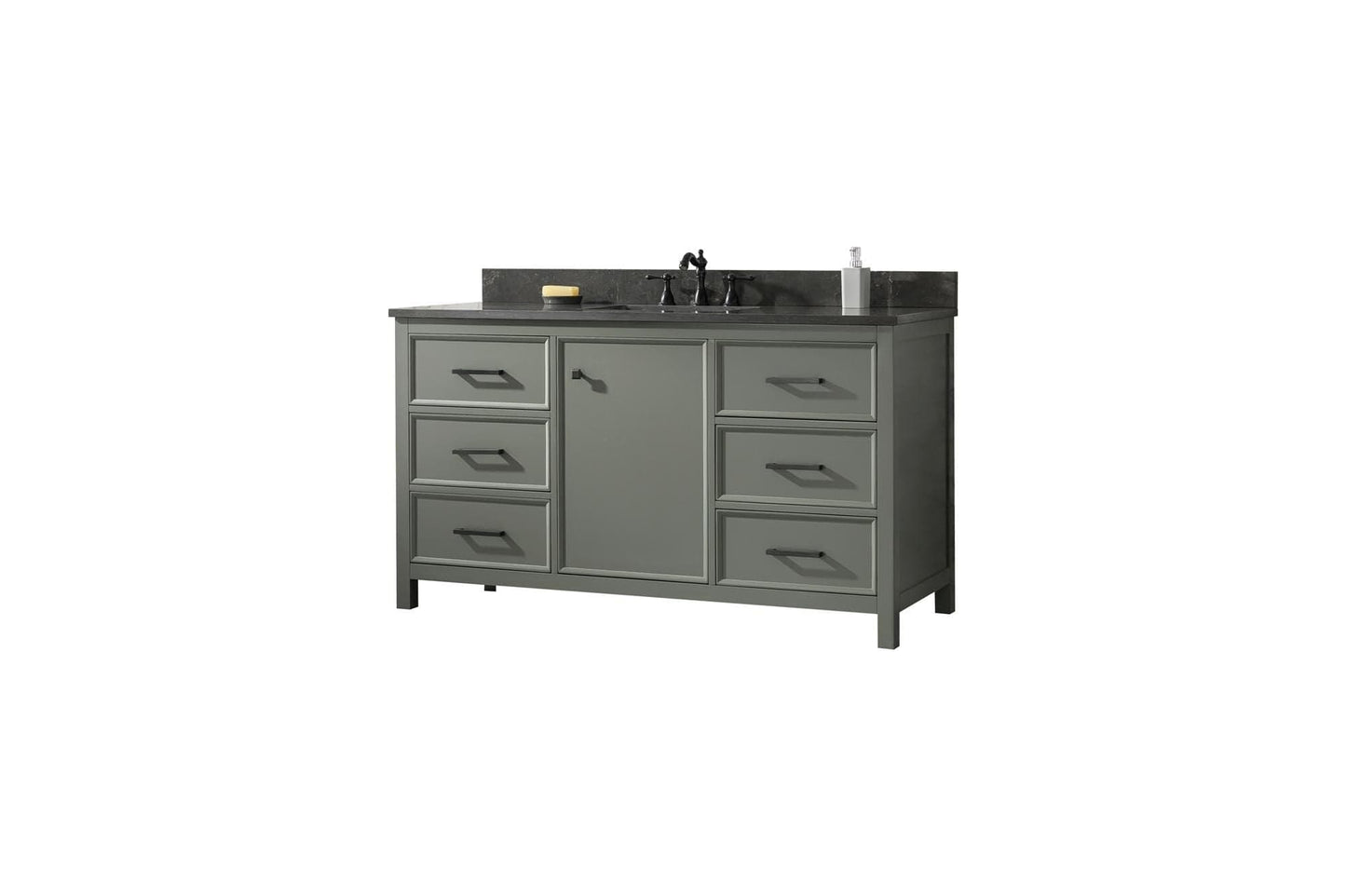 Legion Furniture WLF2160S-PG Legion Furniture WLF2160S-PG 60" Pewter Green Finish Single-Sink Vanity Cabinet with Blue Limestone Top