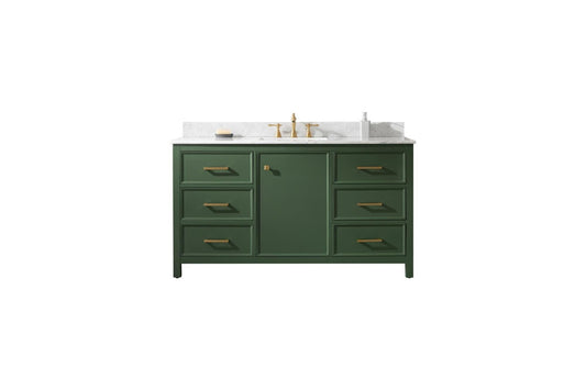 Legion Furniture WLF2160S-VG Legion Furniture WLF2160S-VG 60" Vogue Green Finish Single-Sink Vanity Cabinet with Carrara White Top