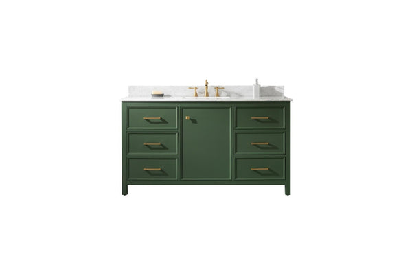 Legion Furniture WLF2160S-VG Legion Furniture WLF2160S-VG 60 Vogue Green Finish Single-Sink Vanity Cabinet with Carrara White Top