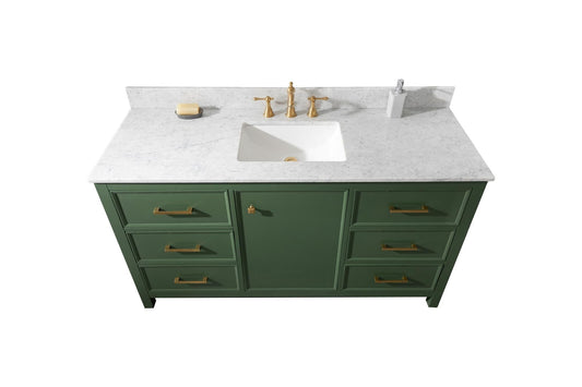 Legion Furniture WLF2160S-VG Legion Furniture WLF2160S-VG 60" Vogue Green Finish Single-Sink Vanity Cabinet with Carrara White Top