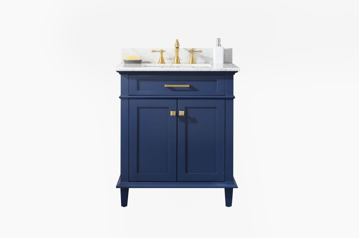 Legion Furniture WLF2230-B Legion Furniture WLF2230-B 30" Blue Finish Sink Vanity Cabinet with Carrara White Top