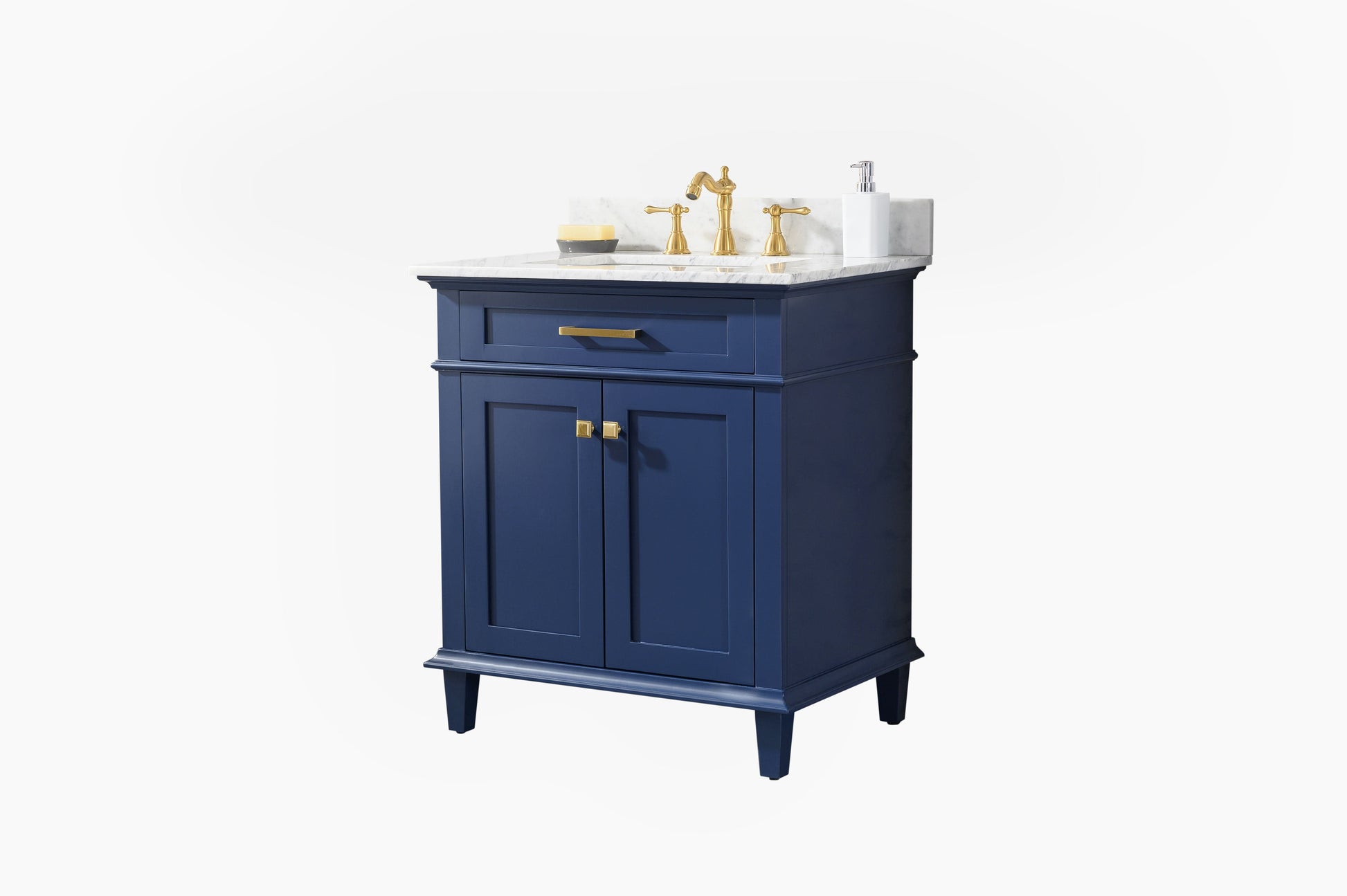 Legion Furniture WLF2230-B Legion Furniture WLF2230-B 30" Blue Finish Sink Vanity Cabinet with Carrara White Top