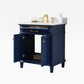 Legion Furniture WLF2230-B Legion Furniture WLF2230-B 30" Blue Finish Sink Vanity Cabinet with Carrara White Top