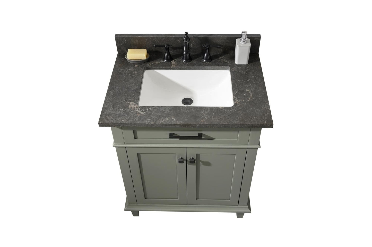 Legion Furniture WLF2230-PG Legion Furniture WLF2230-PG 30" Pewter Green Finish Sink Vanity Cabinet with Blue Limestone Top