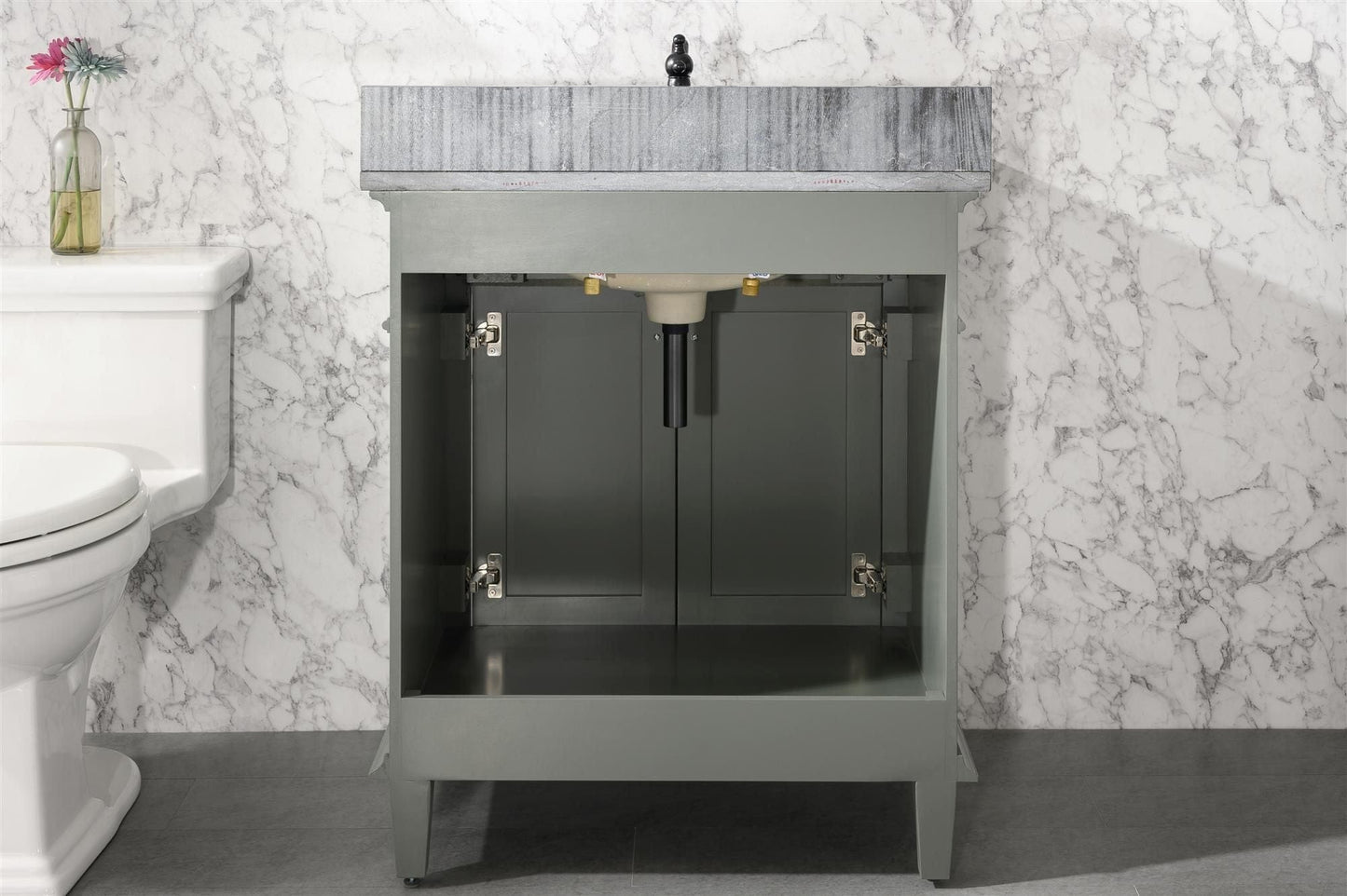 Legion Furniture WLF2230-PG Legion Furniture WLF2230-PG 30" Pewter Green Finish Sink Vanity Cabinet with Blue Limestone Top