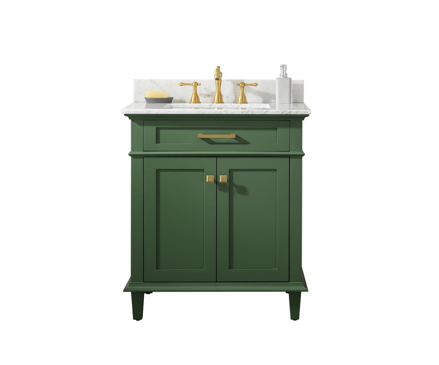 Legion Furniture WLF2230-VG Legion Furniture WLF2230-VG 30" Vogue Green Finish Sink Vanity Cabinet with Carrara White Top