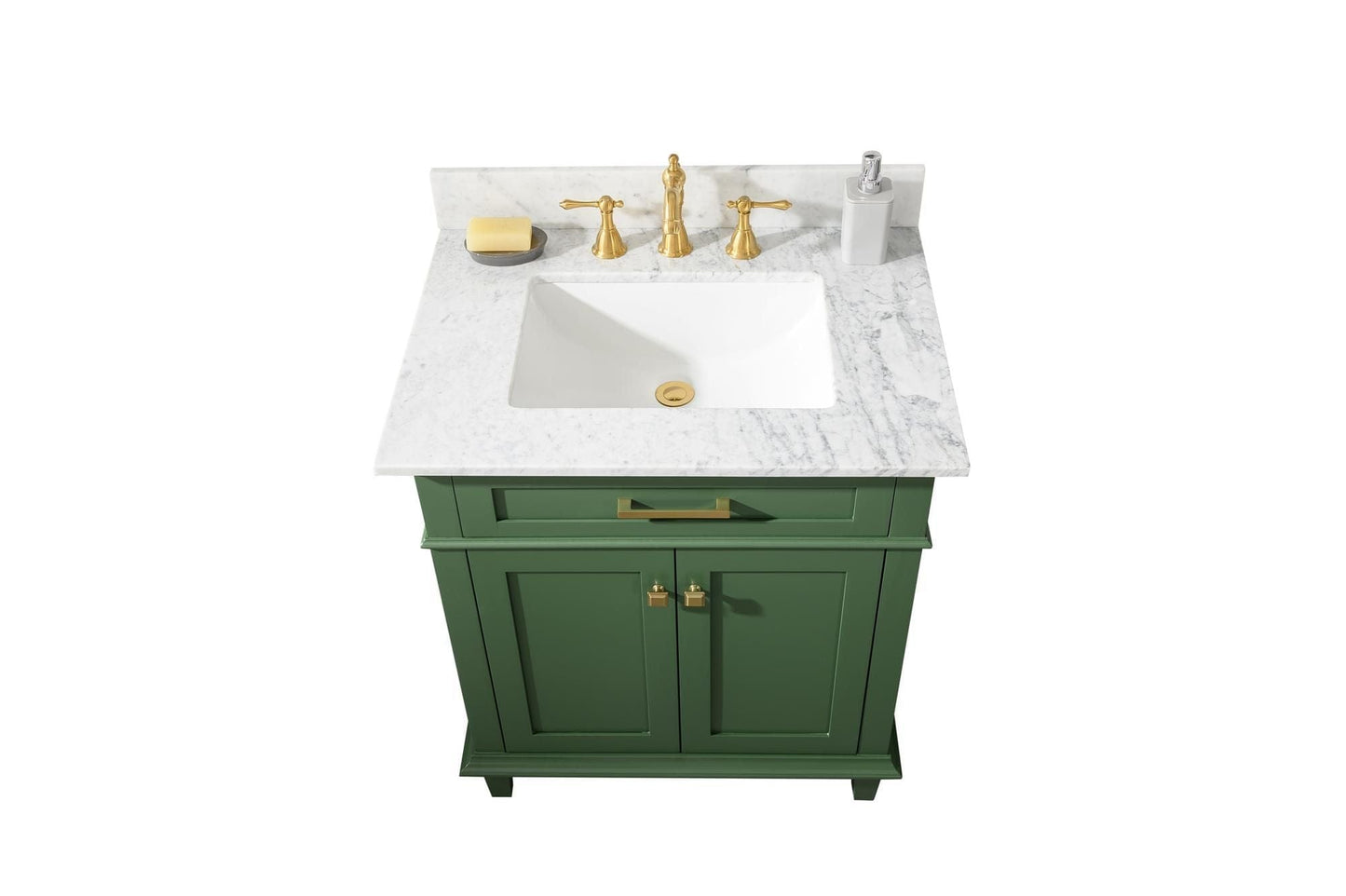 Legion Furniture WLF2230-VG Legion Furniture WLF2230-VG 30" Vogue Green Finish Sink Vanity Cabinet with Carrara White Top