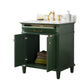 Legion Furniture WLF2230-VG Legion Furniture WLF2230-VG 30" Vogue Green Finish Sink Vanity Cabinet with Carrara White Top