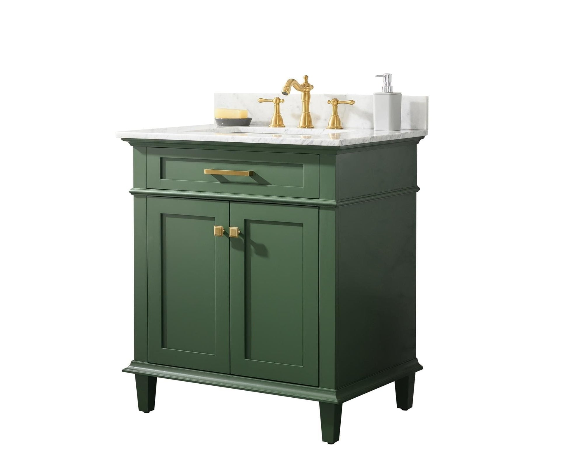 Legion Furniture WLF2230-VG Legion Furniture WLF2230-VG 30" Vogue Green Finish Sink Vanity Cabinet with Carrara White Top