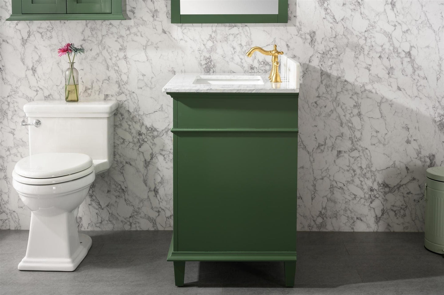 Legion Furniture WLF2230-VG Legion Furniture WLF2230-VG 30" Vogue Green Finish Sink Vanity Cabinet with Carrara White Top