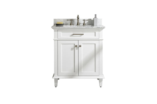 Legion Furniture WLF2230-W Legion Furniture WLF2230-W 30" White Finish Sink Vanity Cabinet with Carrara White Top