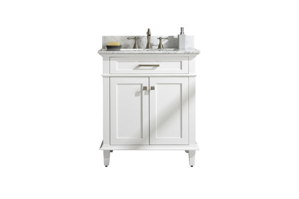 Legion Furniture WLF2230-W Legion Furniture WLF2230-W 30 White Finish Sink Vanity Cabinet with Carrara White Top