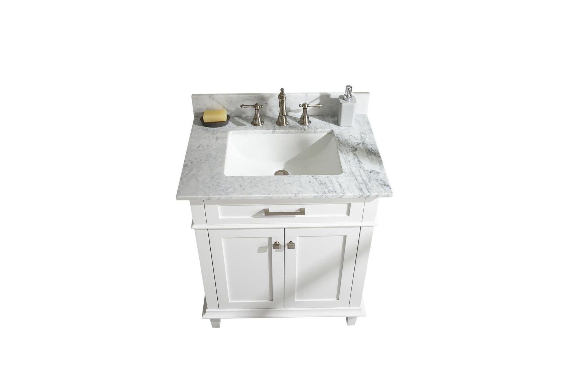 Legion Furniture WLF2230-W Legion Furniture WLF2230-W 30" White Finish Sink Vanity Cabinet with Carrara White Top