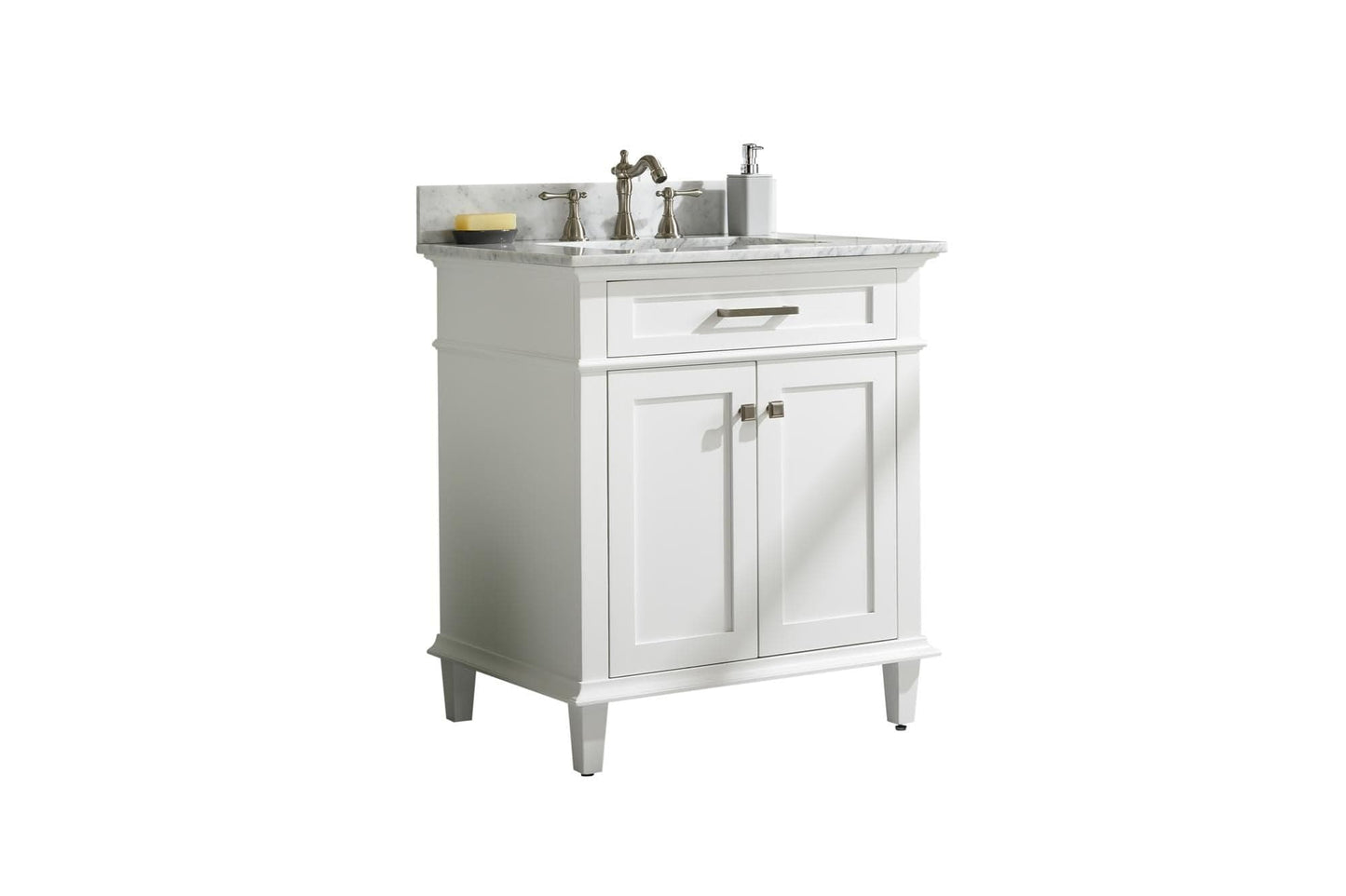 Legion Furniture WLF2230-W Legion Furniture WLF2230-W 30" White Finish Sink Vanity Cabinet with Carrara White Top