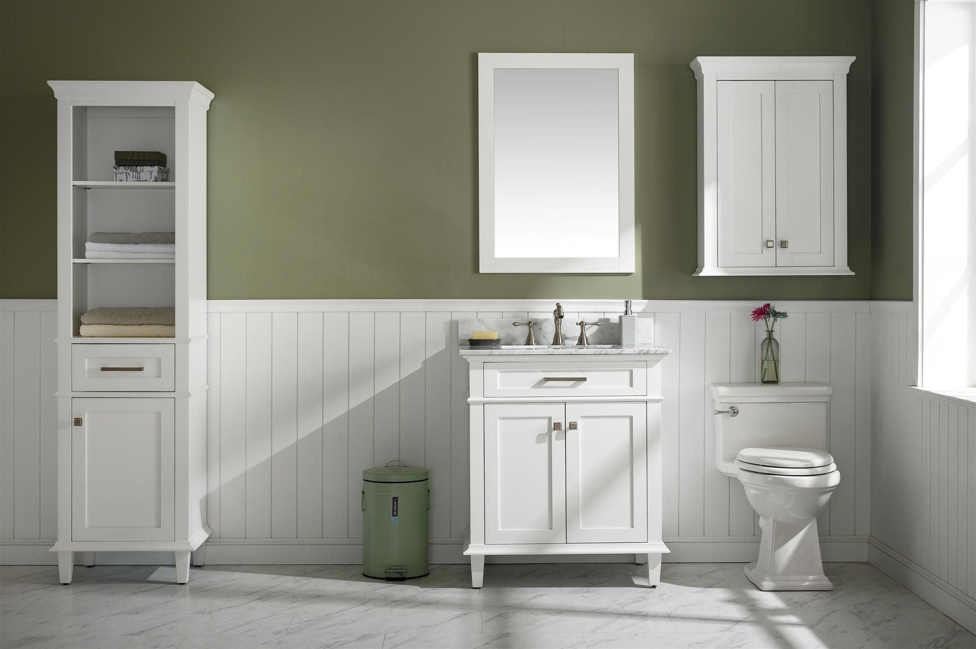 Legion Furniture WLF2230-W Legion Furniture WLF2230-W 30" White Finish Sink Vanity Cabinet with Carrara White Top