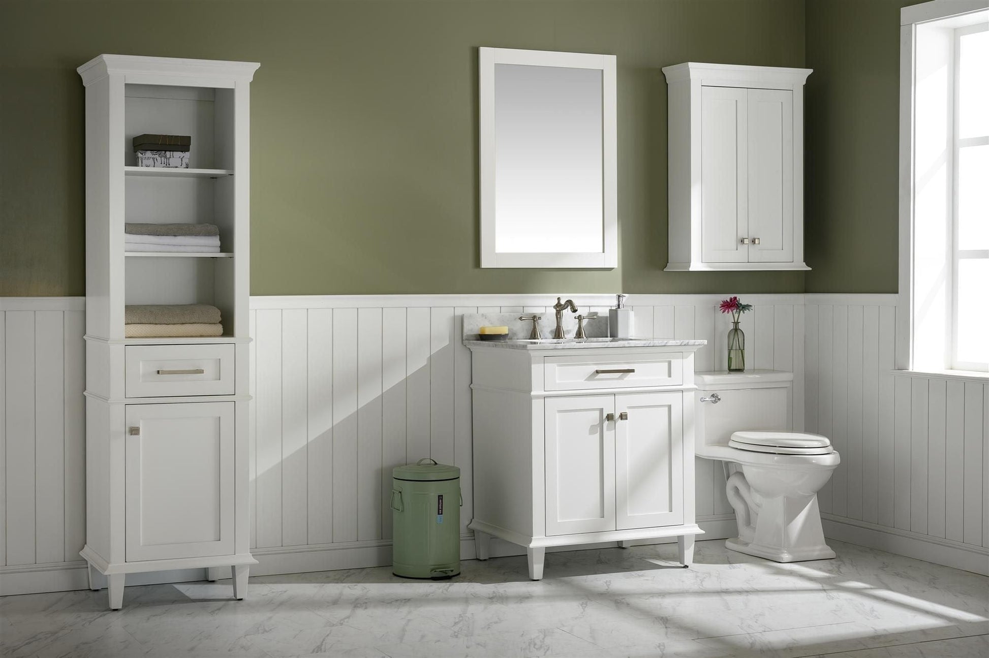 Legion Furniture WLF2230-W Legion Furniture WLF2230-W 30" White Finish Sink Vanity Cabinet with Carrara White Top