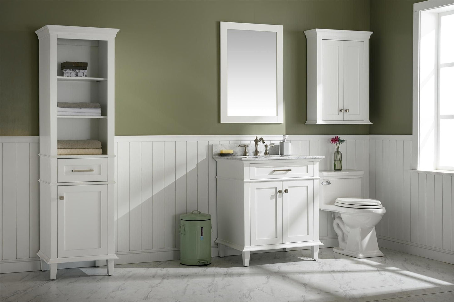 Legion Furniture WLF2230-W Legion Furniture WLF2230-W 30" White Finish Sink Vanity Cabinet with Carrara White Top