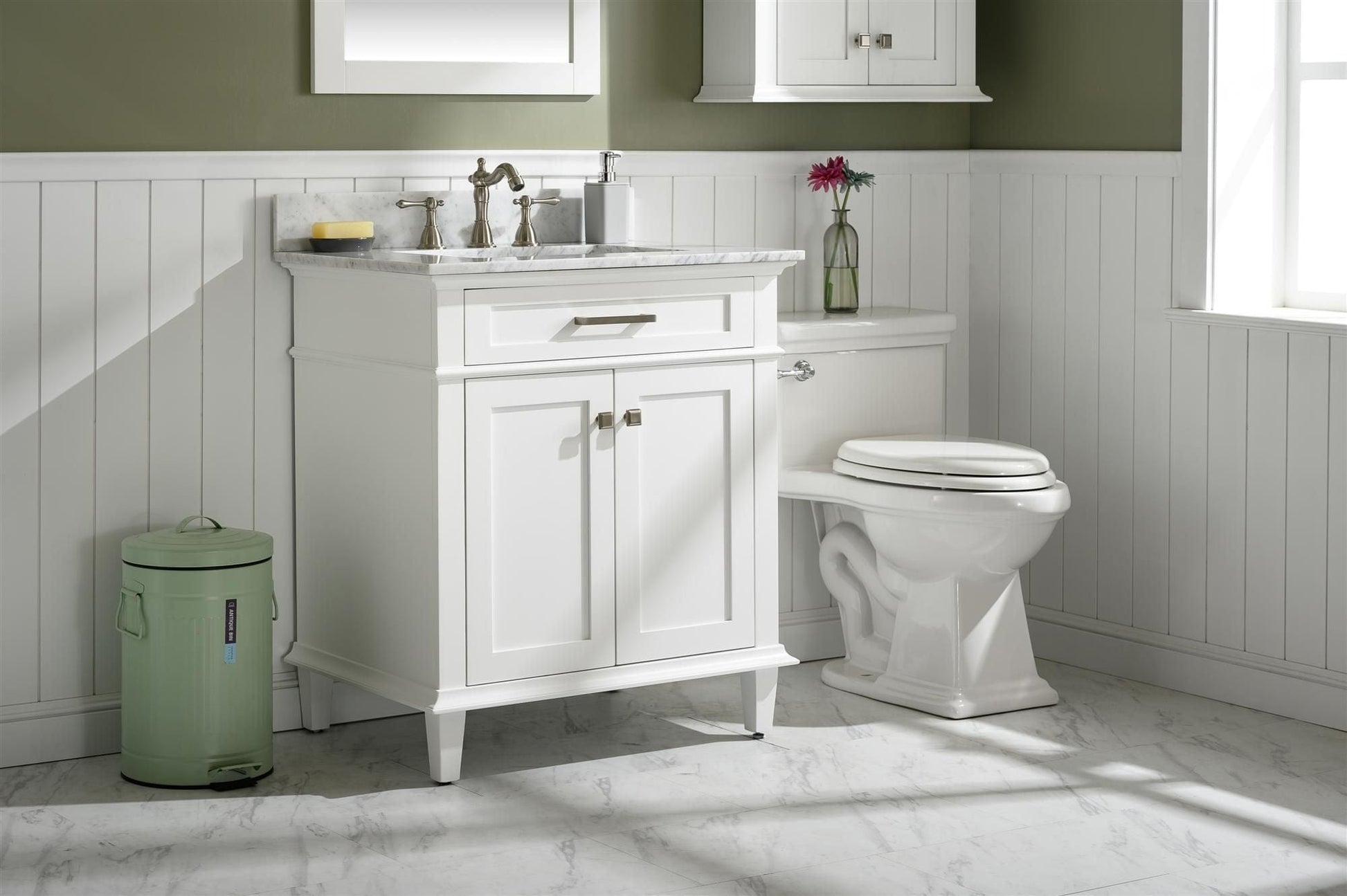 Legion Furniture WLF2230-W Legion Furniture WLF2230-W 30" White Finish Sink Vanity Cabinet with Carrara White Top