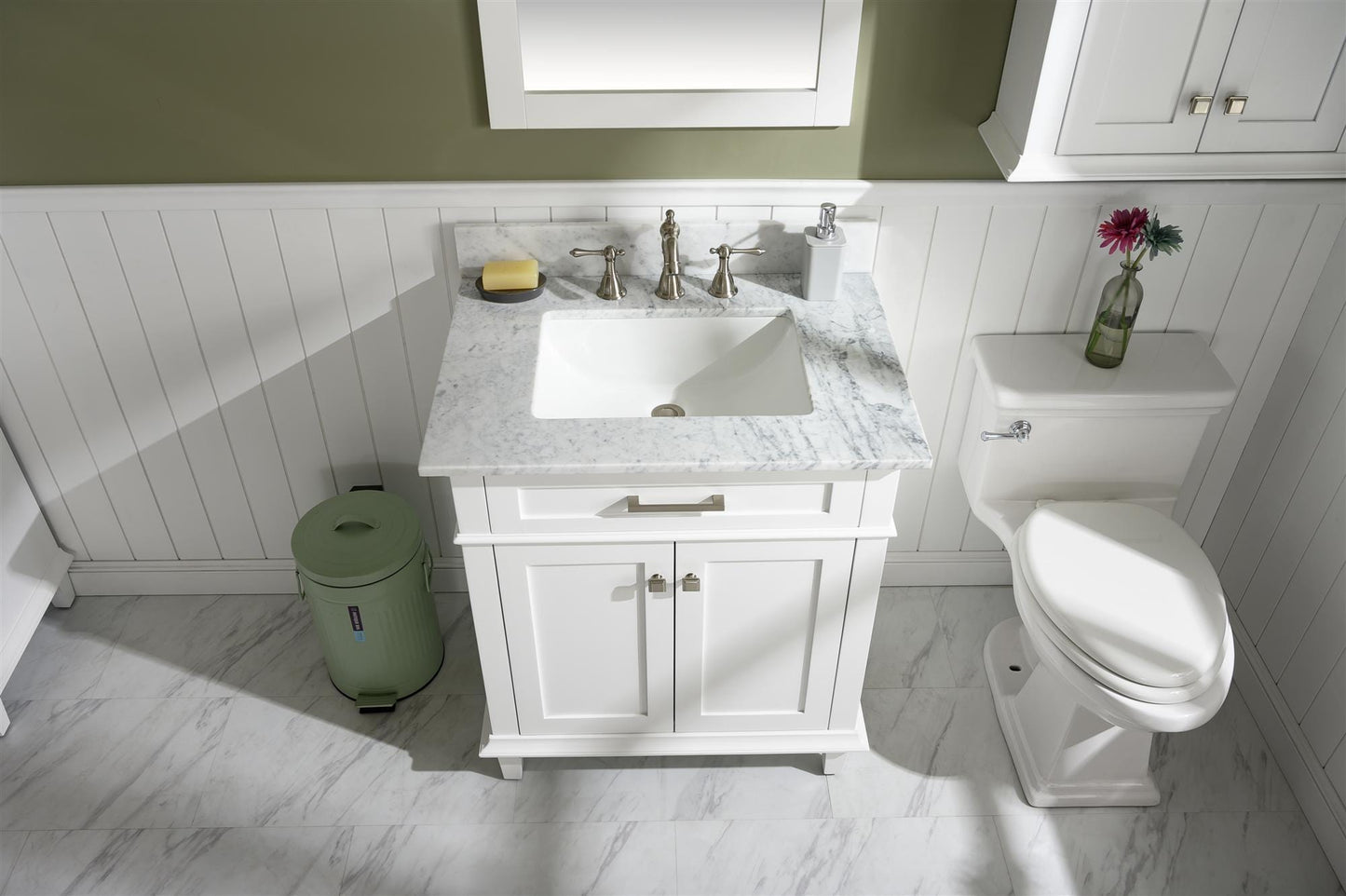 Legion Furniture WLF2230-W Legion Furniture WLF2230-W 30" White Finish Sink Vanity Cabinet with Carrara White Top