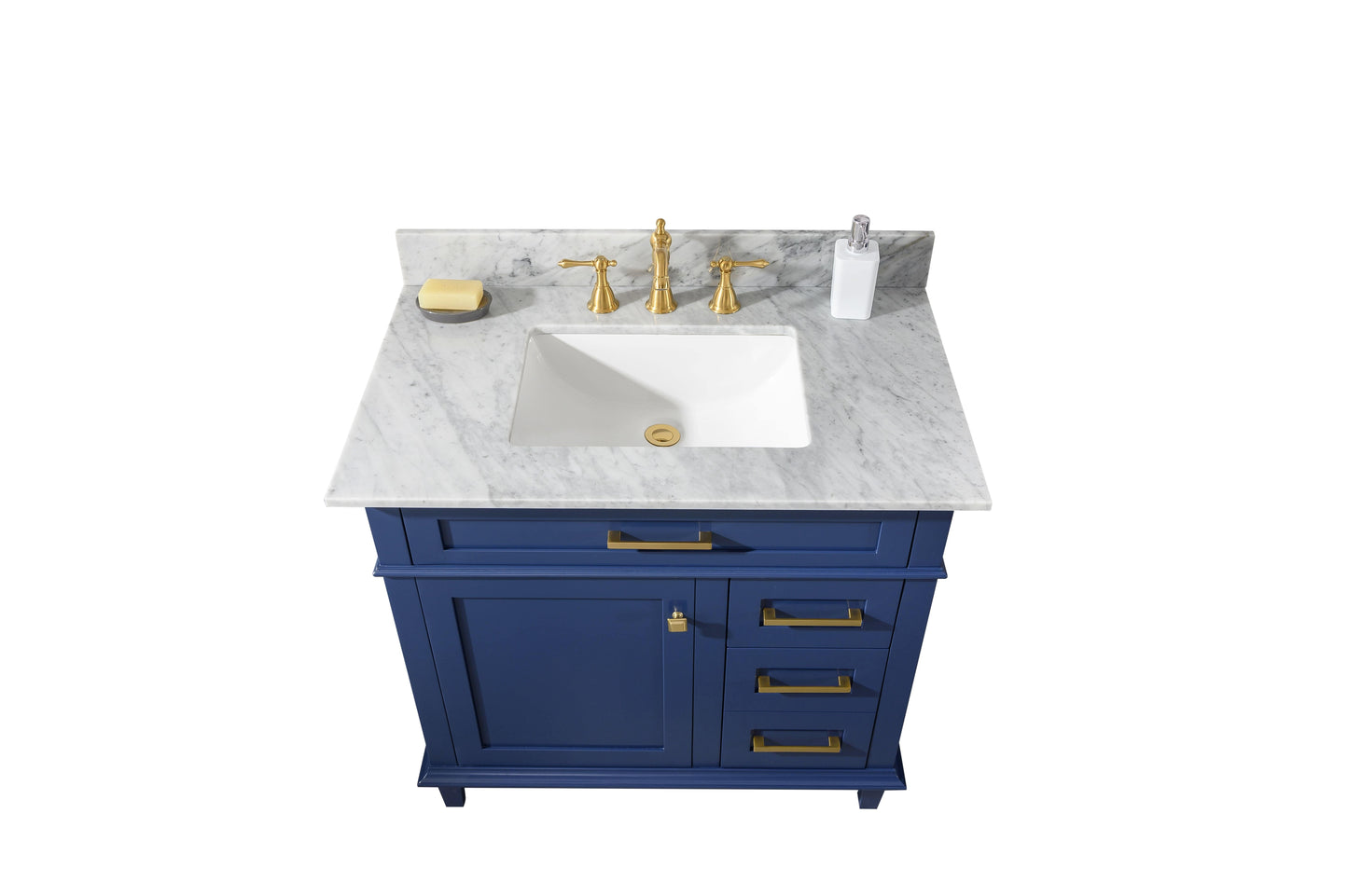 Legion Furniture WLF2236-B Legion Furniture WLF2236-B 36" Blue Finish Sink Vanity Cabinet with Carrara White Top