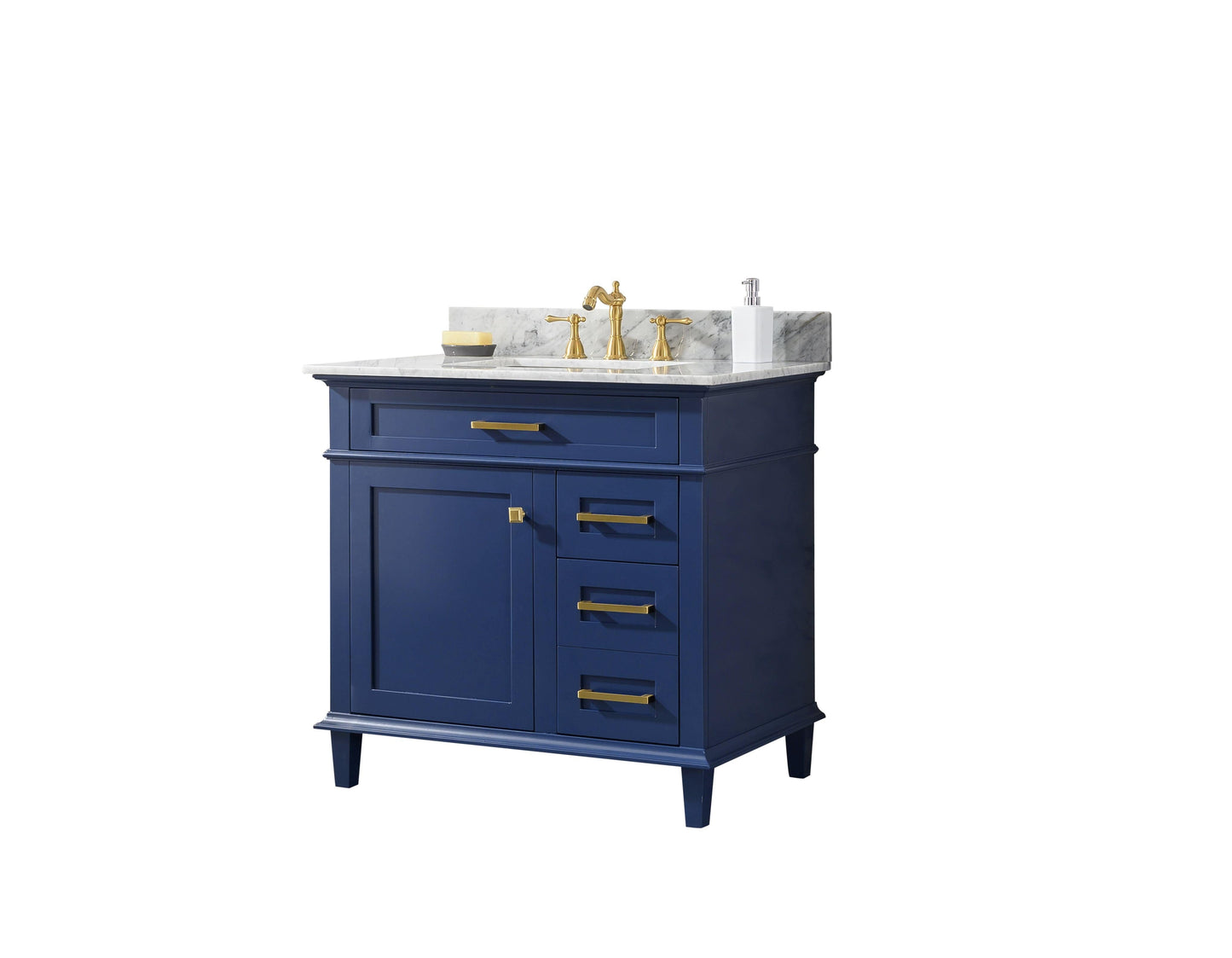 Legion Furniture WLF2236-B Legion Furniture WLF2236-B 36" Blue Finish Sink Vanity Cabinet with Carrara White Top