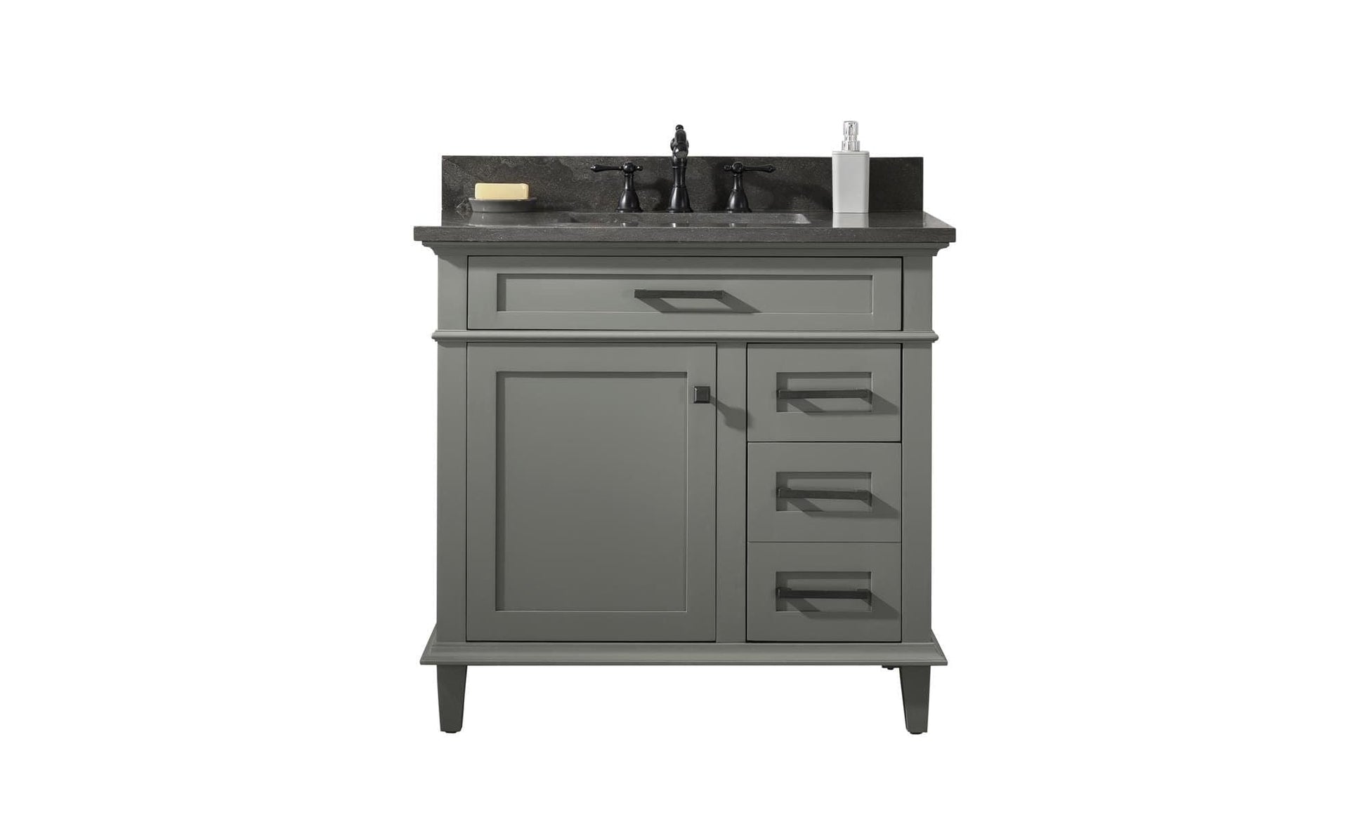 Legion Furniture WLF2236-PG Legion Furniture WLF2236-PG 36" Pewter Green Finish Sink Vanity Cabinet with Blue Limestone Top