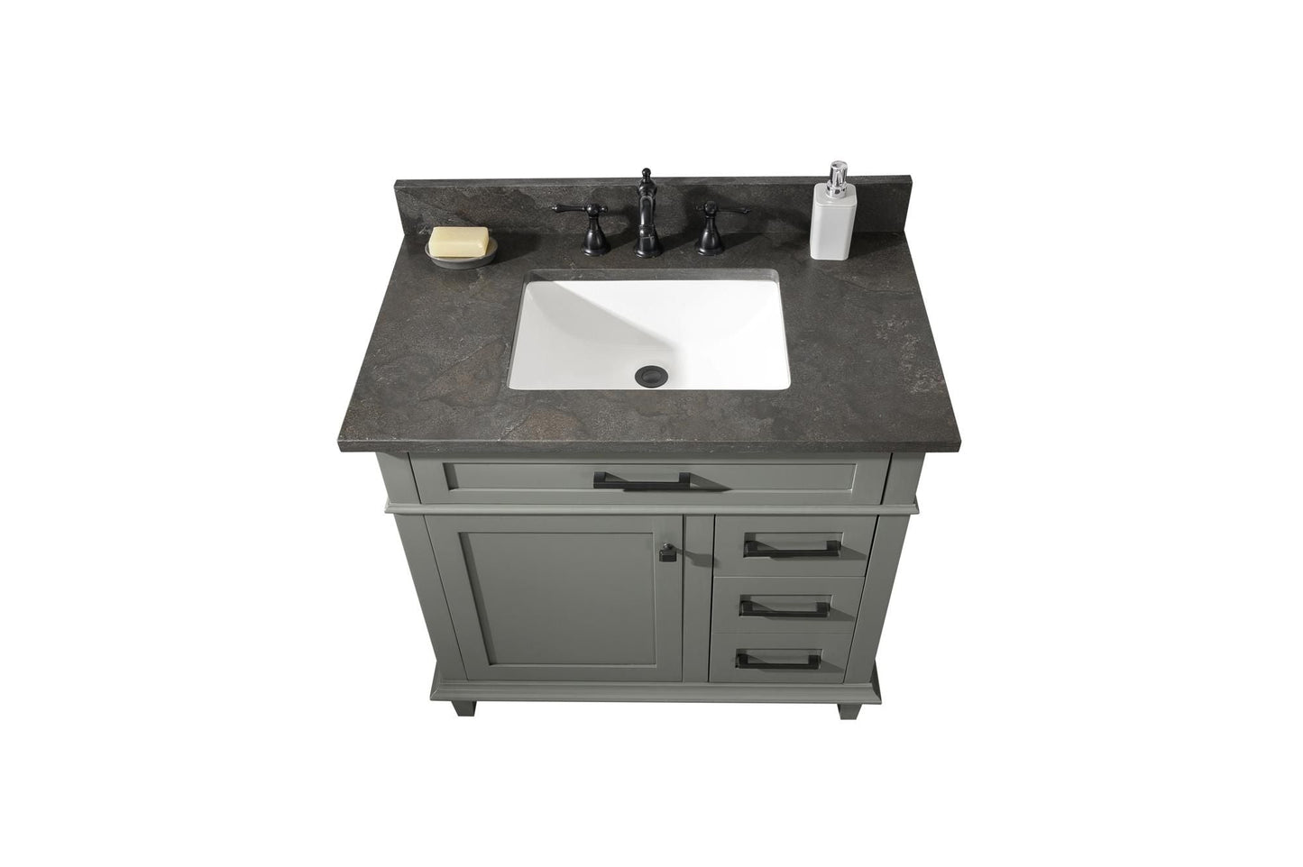 Legion Furniture WLF2236-PG Legion Furniture WLF2236-PG 36" Pewter Green Finish Sink Vanity Cabinet with Blue Limestone Top