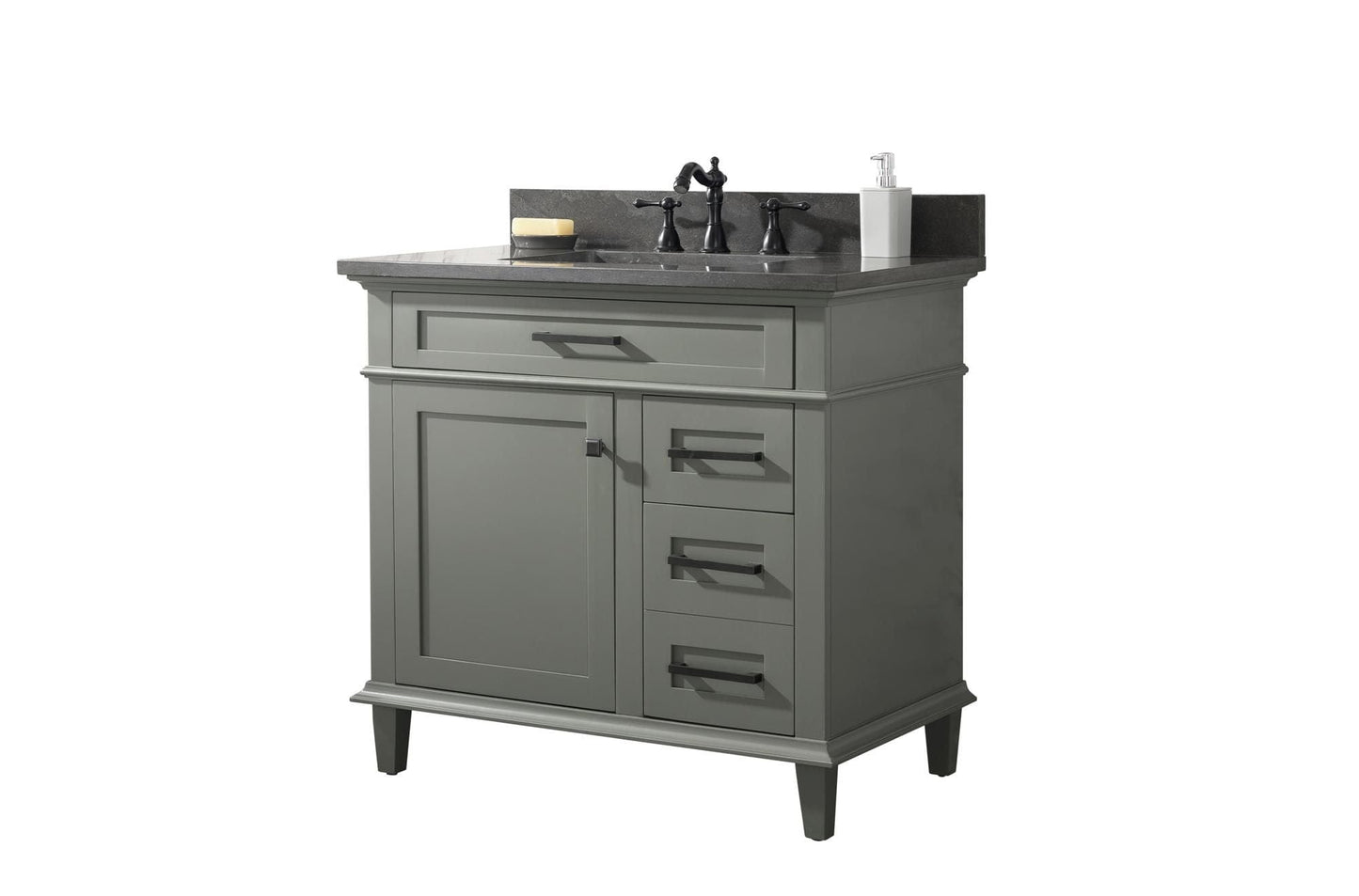 Legion Furniture WLF2236-PG Legion Furniture WLF2236-PG 36" Pewter Green Finish Sink Vanity Cabinet with Blue Limestone Top