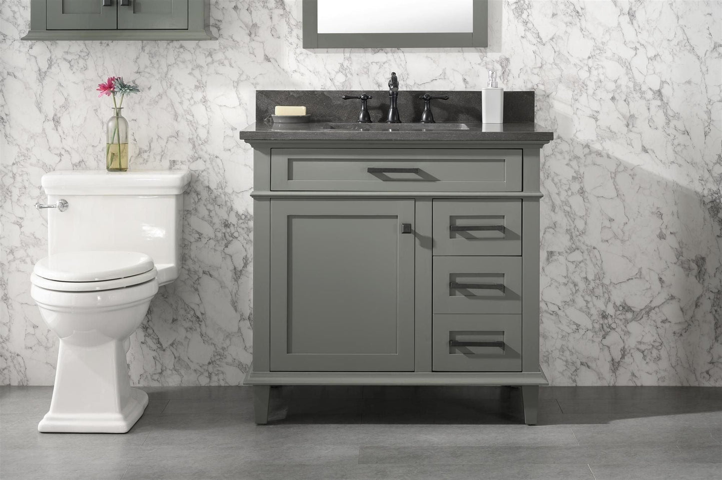 Legion Furniture WLF2236-PG Legion Furniture WLF2236-PG 36" Pewter Green Finish Sink Vanity Cabinet with Blue Limestone Top